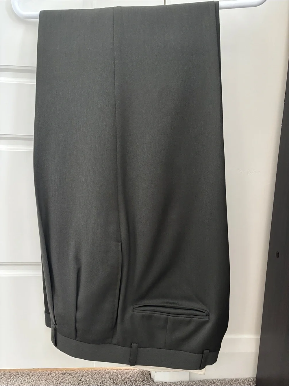 Wool Men's Single-Breasted Grey Suit 40L Coat 32x31 Trousers